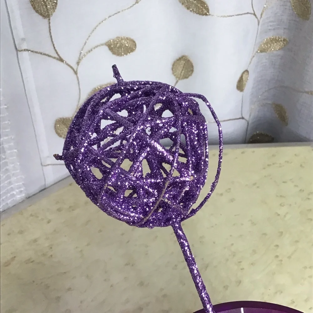 Purple Glitter Vase Decorative Sticks